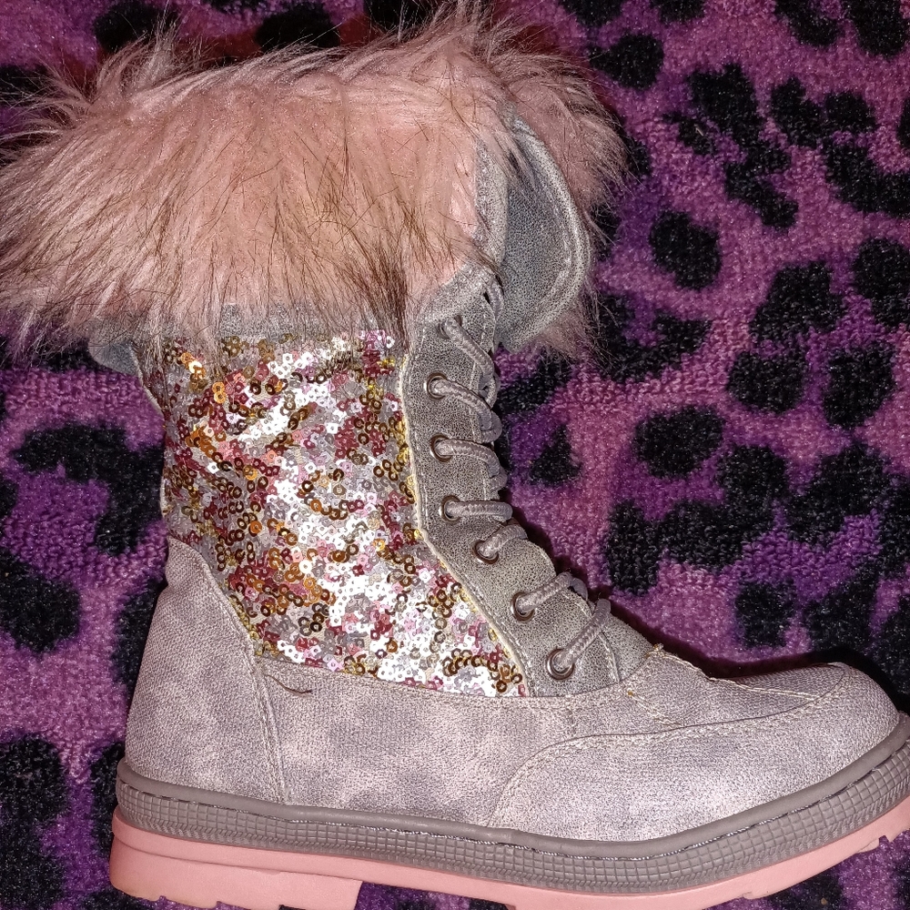 Justice Glitter&Fur Sequins Boots
